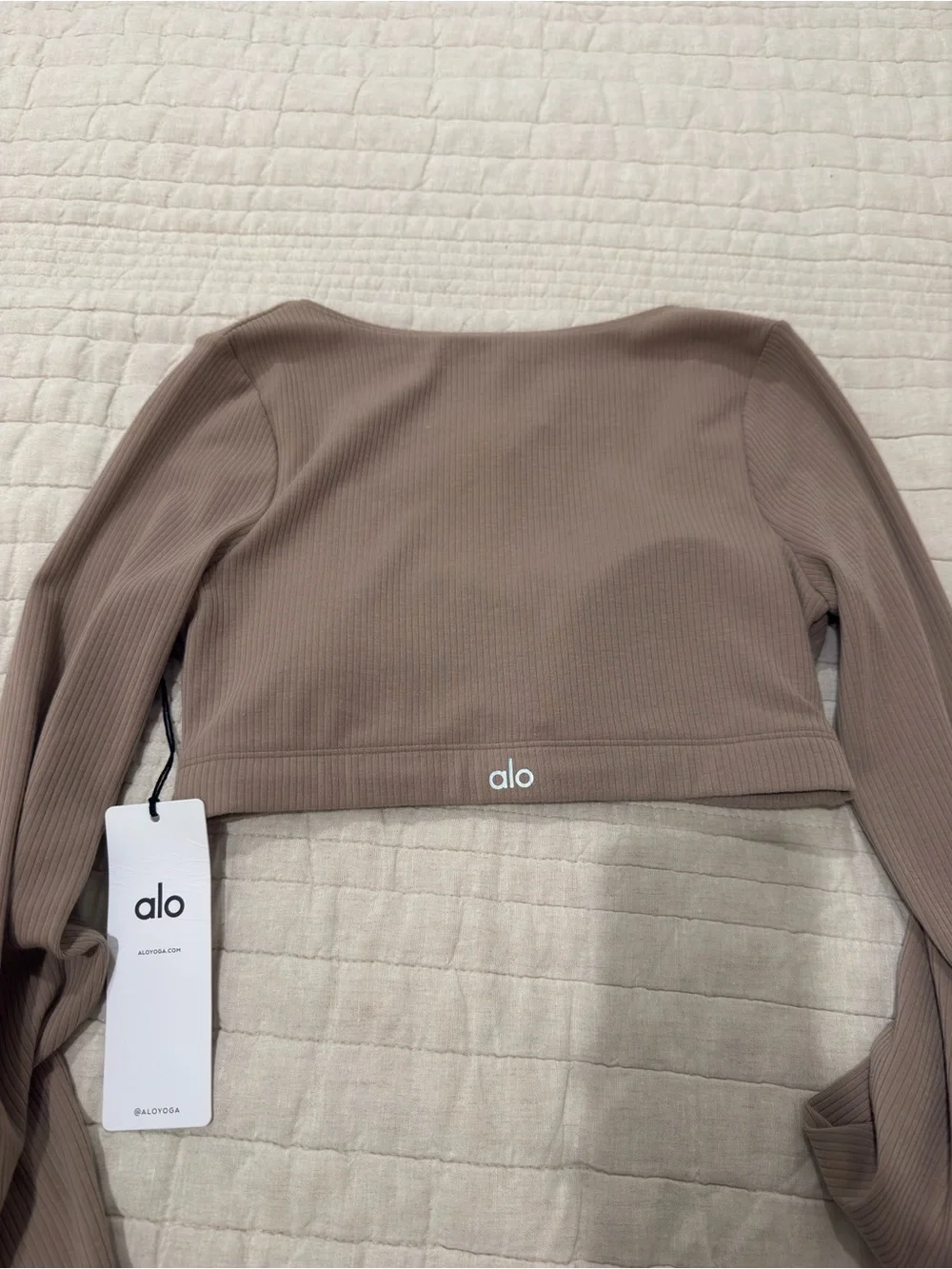 ALO Yoga Ribbed Defined Long Sleeve Bra - Taupe